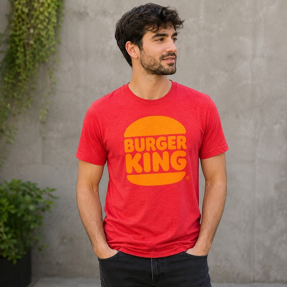 Burger King T-Shirt Mens Medium Red Burger Logo Graphic Tee Crew Neck Fast Food - Picture 2 of 10